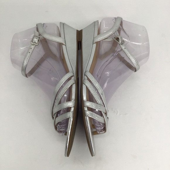Talbots Capri Nappa Mini-Wedge Leather Sandal Silver Resort Summer Size 7 - Picture 7 of 10